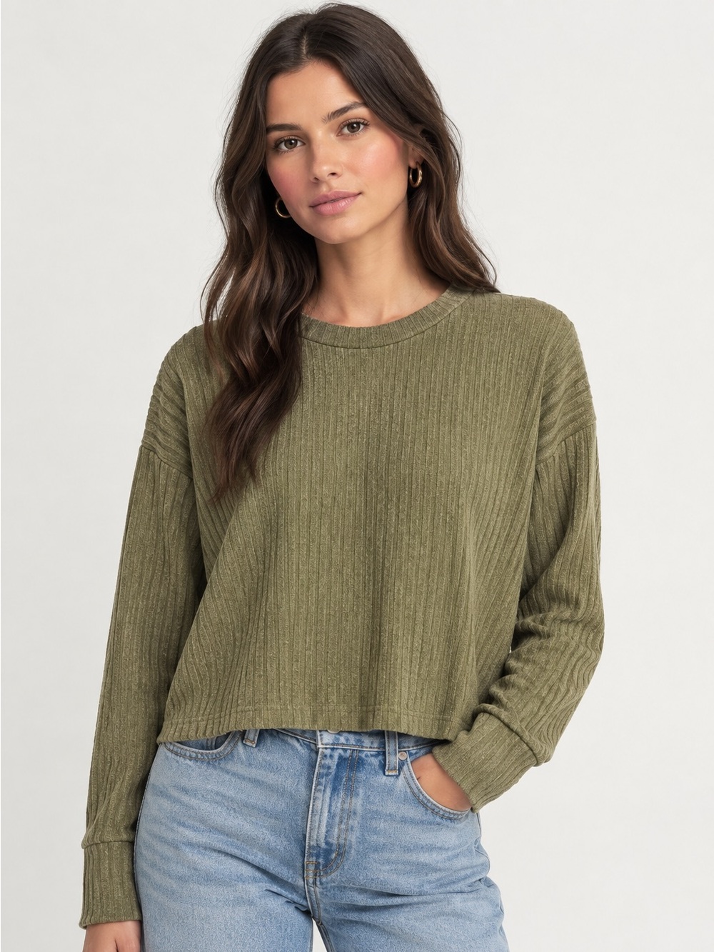 Wilfred Olive Ribbed Crewneck Sweater